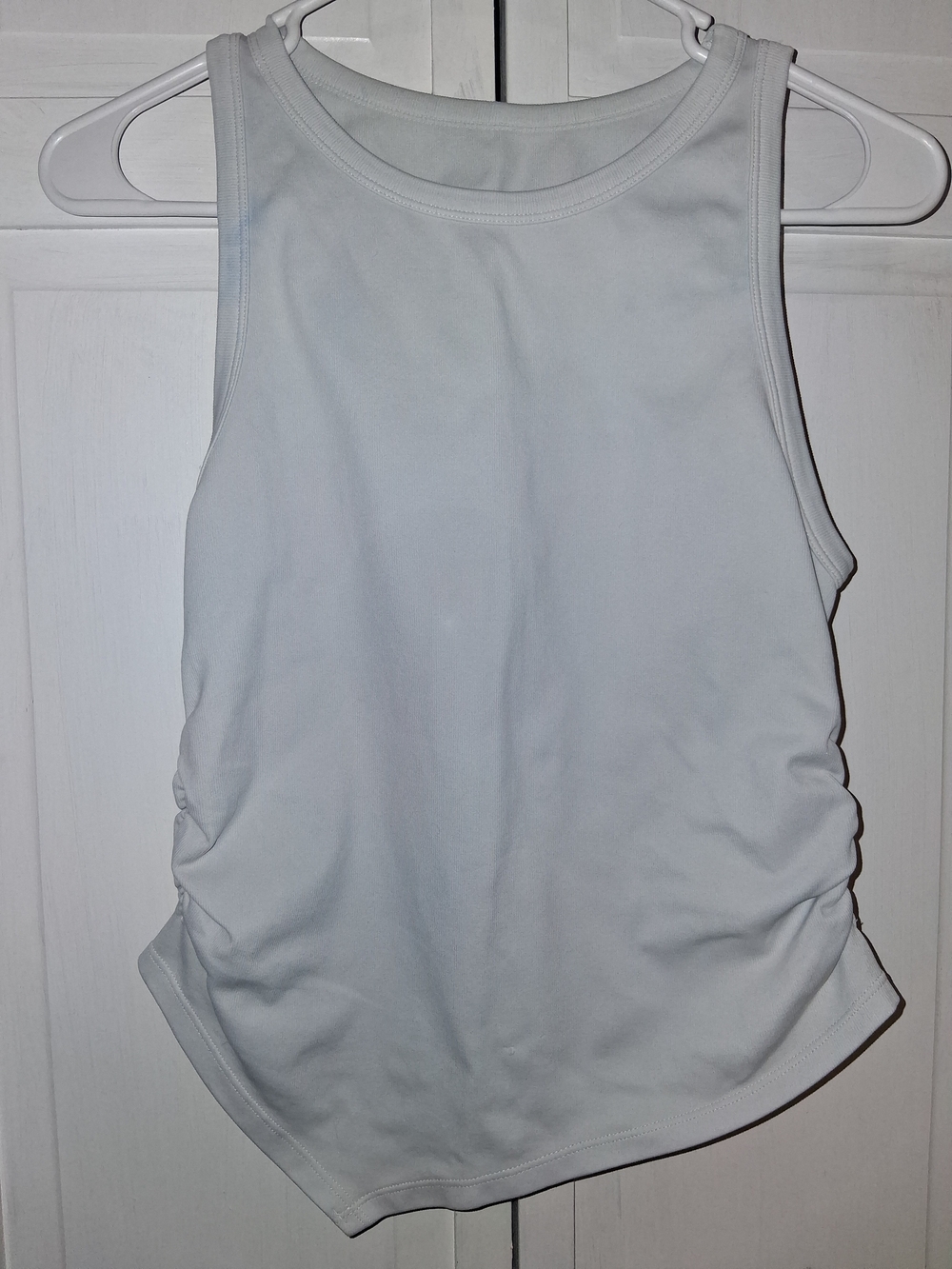OQQ Women's White Ruched Side Tank Top